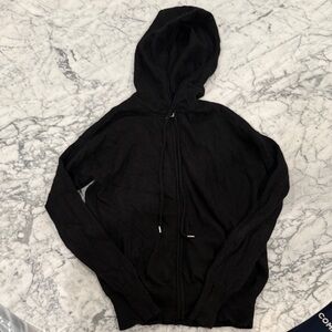 100% Cashmere womens  Black Hooded Sweater